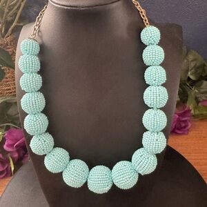 NWT J.Crew Aqua Beaded Gumball Necklace